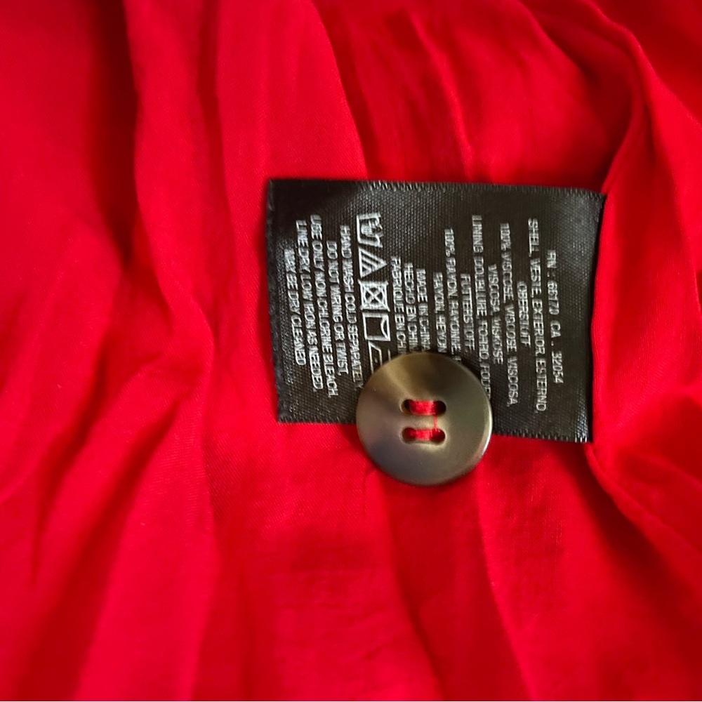 Red Button-Up Dress with Insects Pattern - Picture 3 of 3